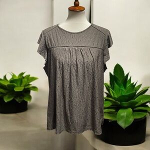 Adrianna Papell‎ Flutter Short Sleeve Eyelet Top, Size XL